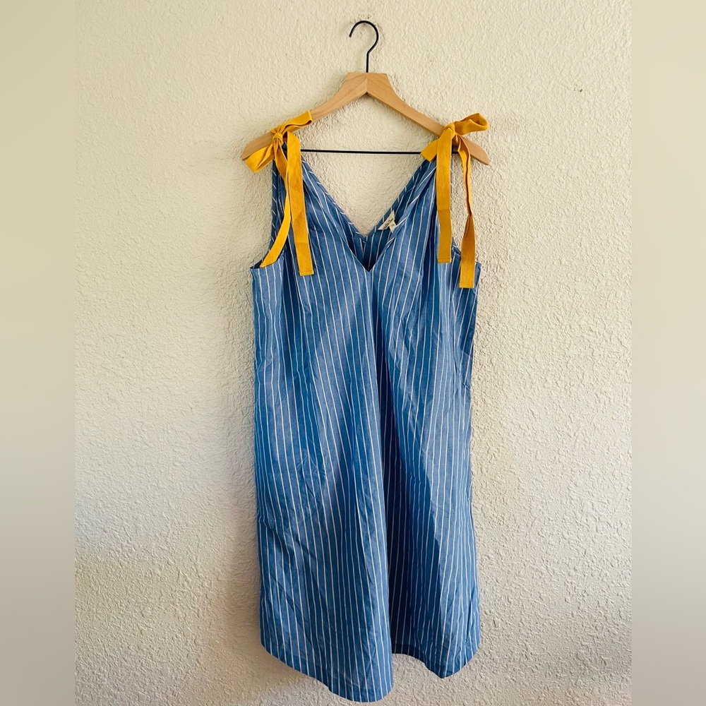 Matilda Jane Blue Stripe Sundress with Yellow Tie Straps
